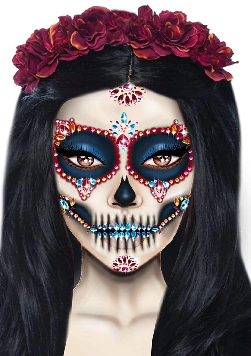 leg avenue Day of the Dead Skeleton Face Jewels Multicolor