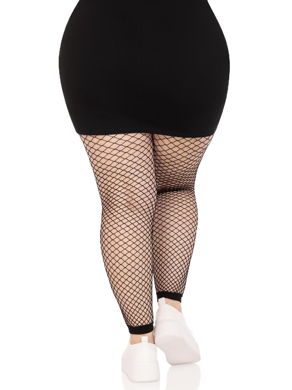 Leg Avenue Delilah Plus Fishnet Footless Tights Black