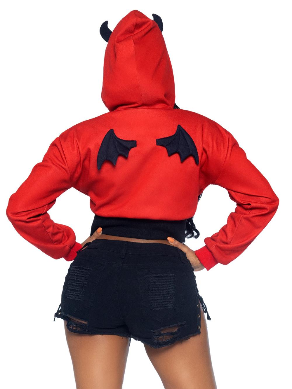 Leg Avenue Devil Cropped Hoodie With Wings Red/Black