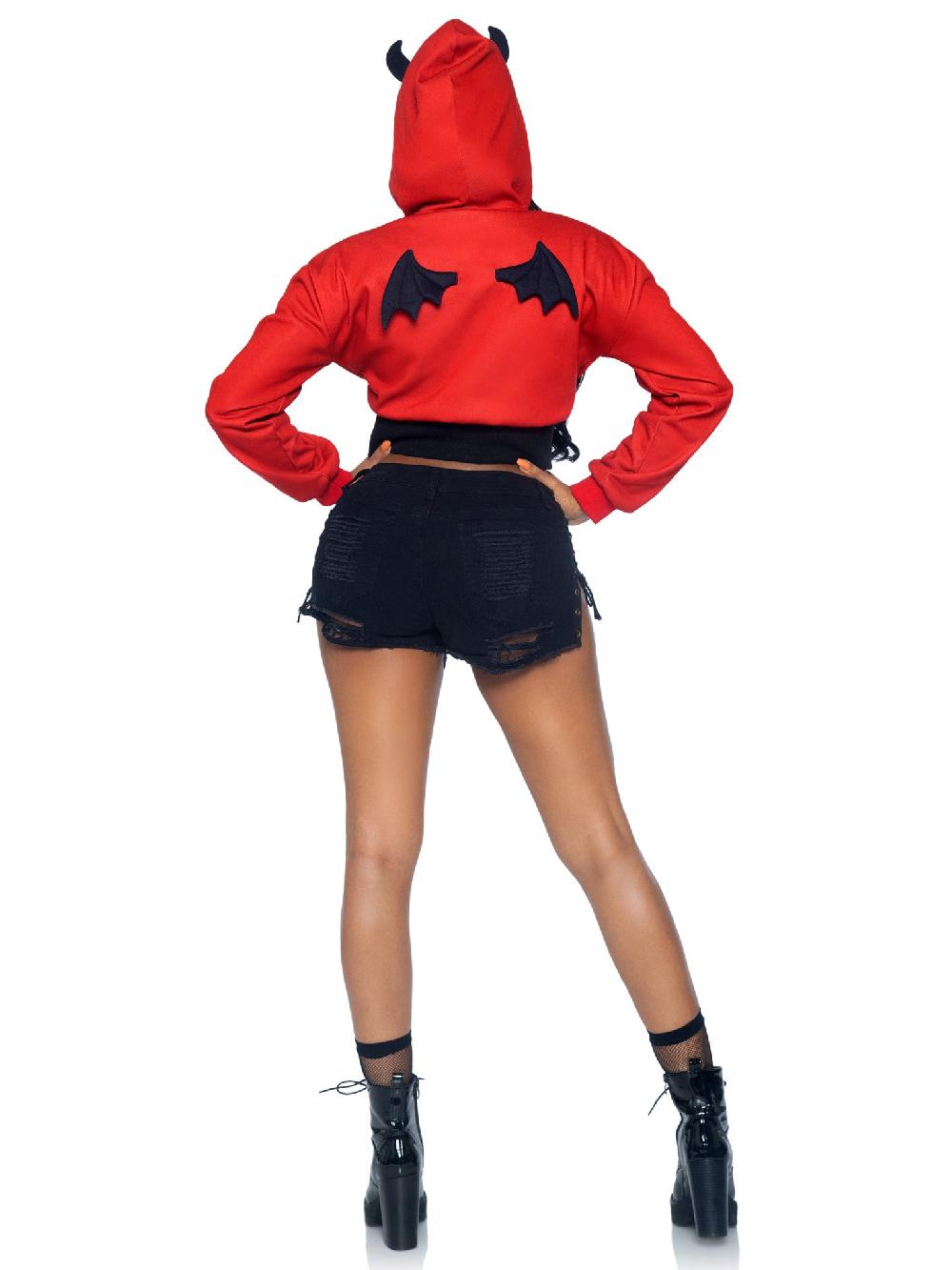 Leg Avenue Devil Cropped Hoodie With Wings Red/Black