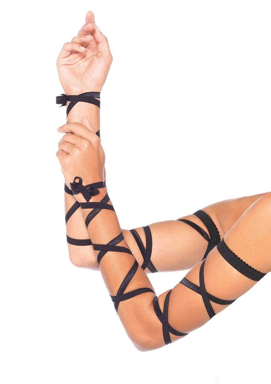 leg avenue Elastic Ribbon Arm Wraps Festival Accessory Black