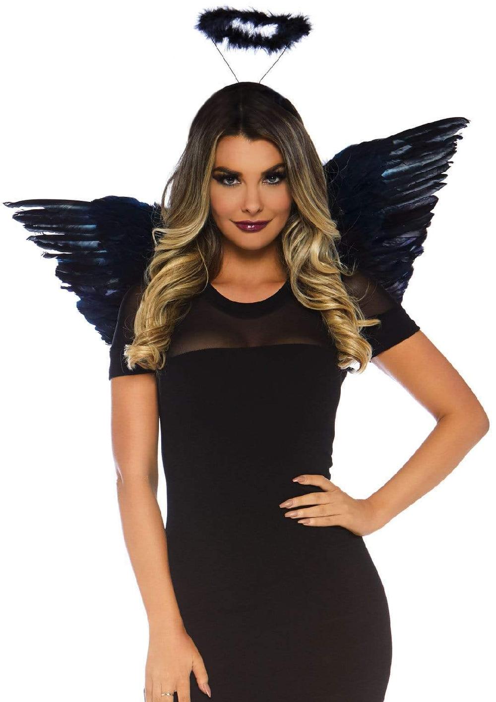 Leg Avenue Feather Angel Wings & Halo Accessory Kit Black