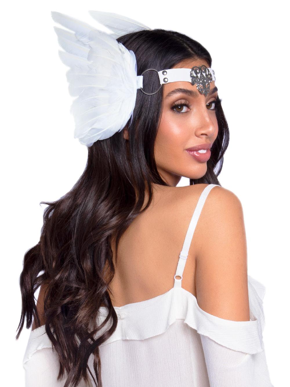 Leg Avenue Filigree Medallion Feather Headband White