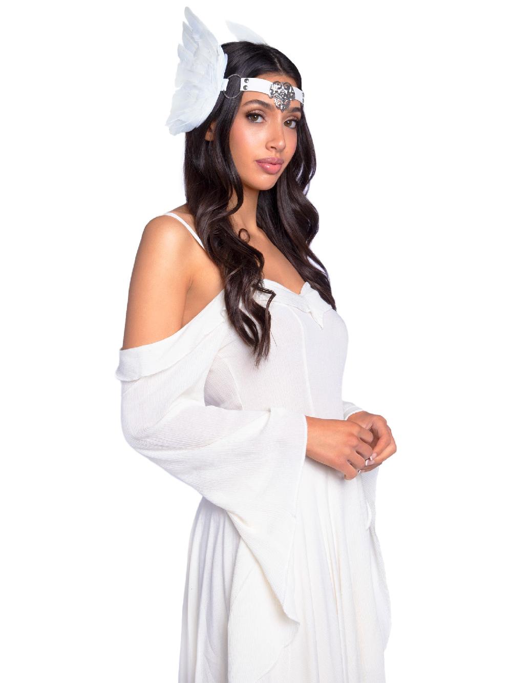 Leg Avenue Filigree Medallion Feather Headband White