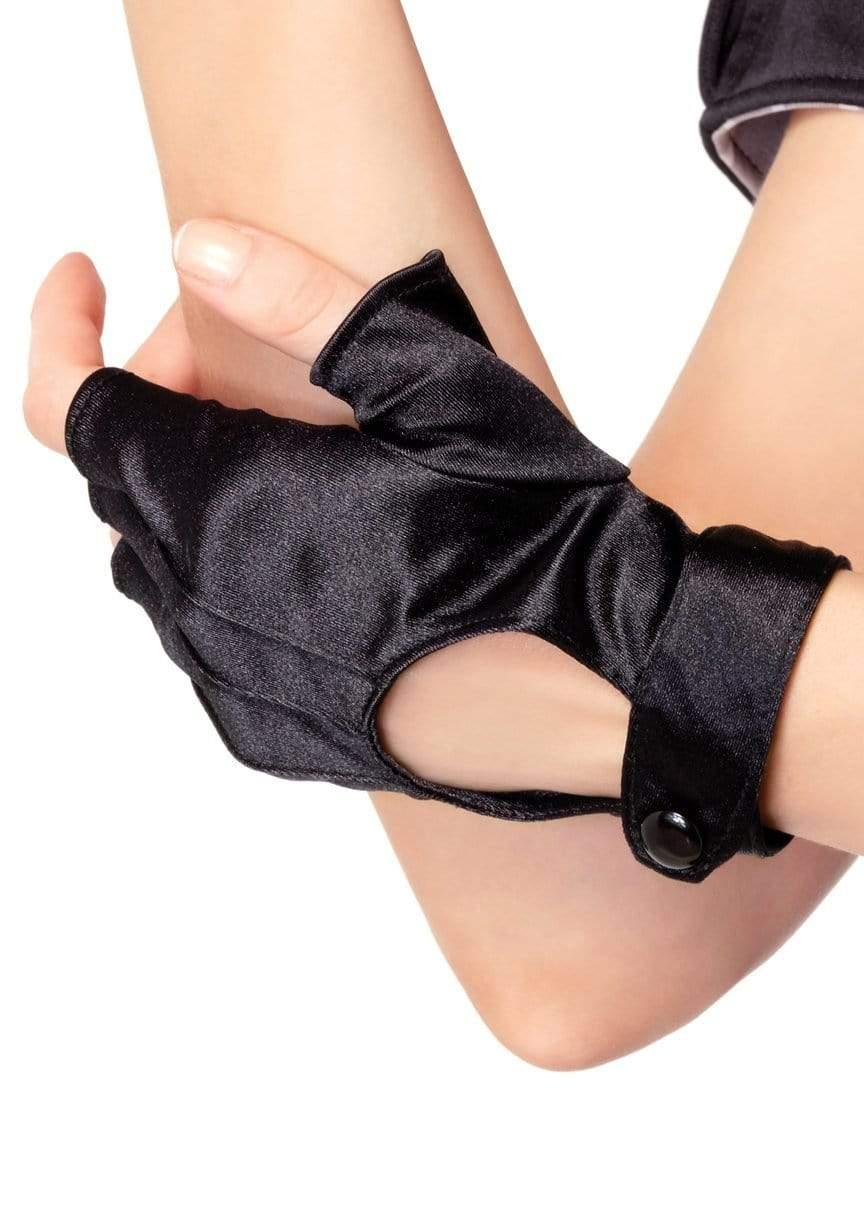 Leg Avenue Fingerless Motorcycle Gloves With Velcro Strap Black