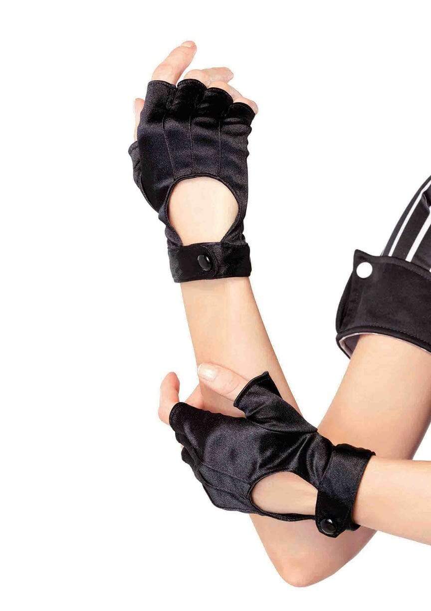 leg avenue Fingerless Motorcycle Gloves with Velcro Strap Black
