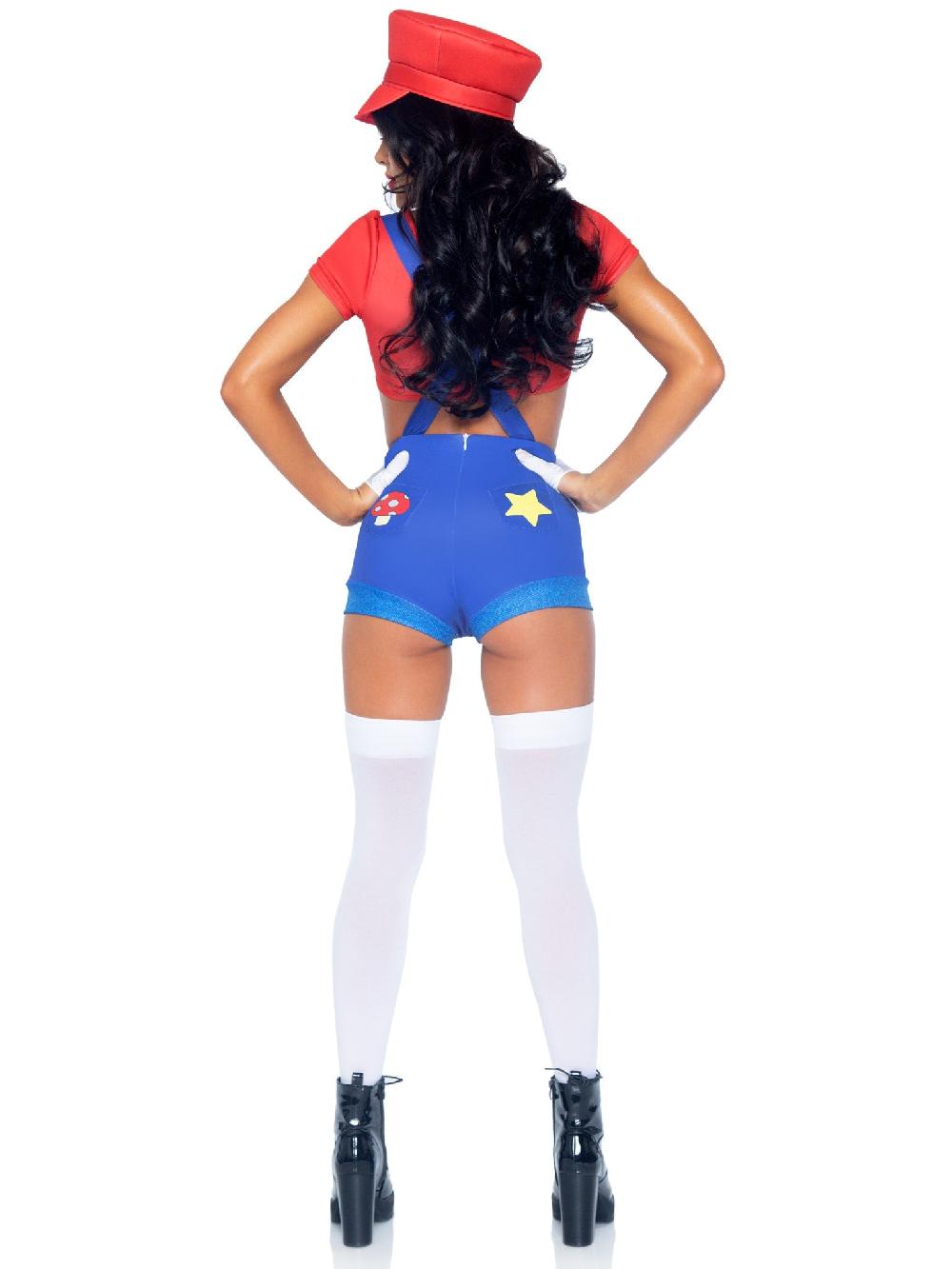 Leg Avenue Gamer Babe Sexy Costume With Hat Red/Blue