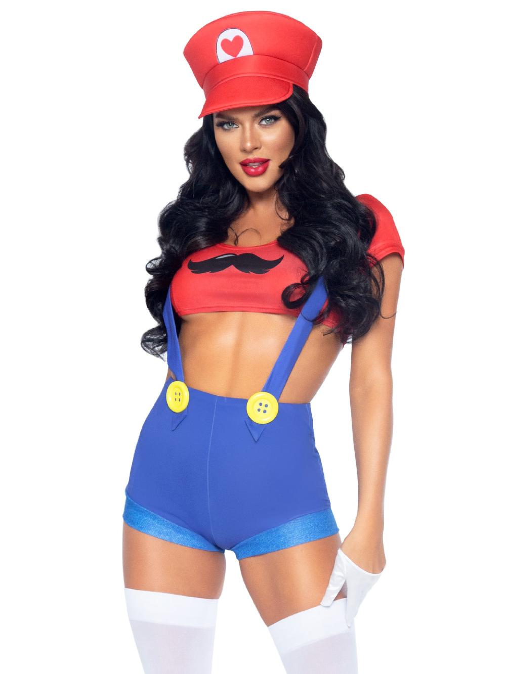 leg avenue Gamer Babe Sexy Costume With Hat Red/Blue