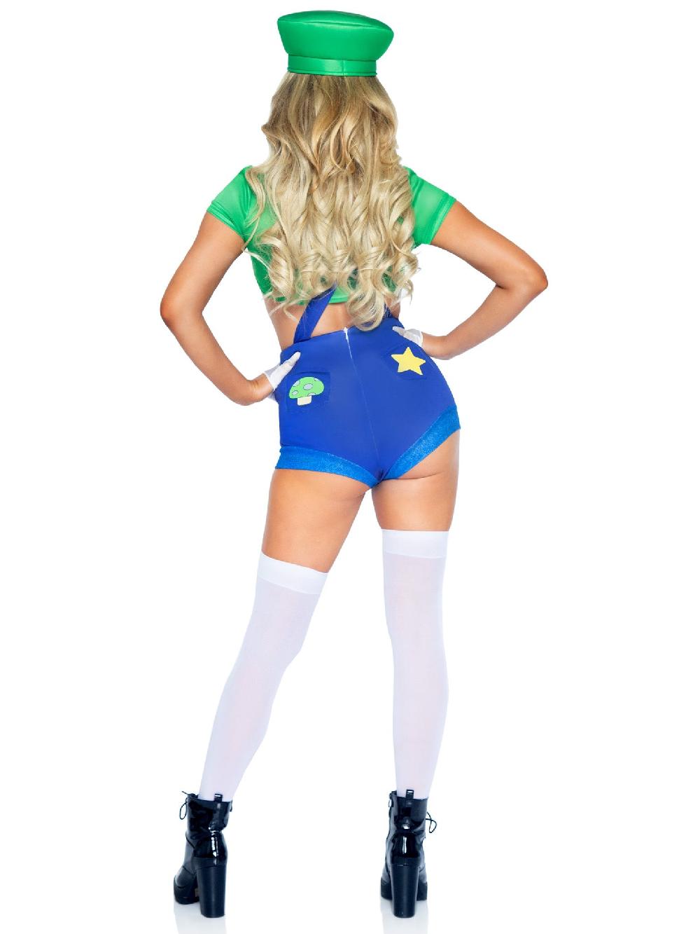 Leg Avenue Gamer Sidekick Sexy Costume With Hat Green/Blue