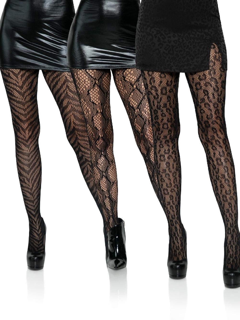 leg avenue Get Wild Animal Print Fishnet Tights Hosiery Bundle