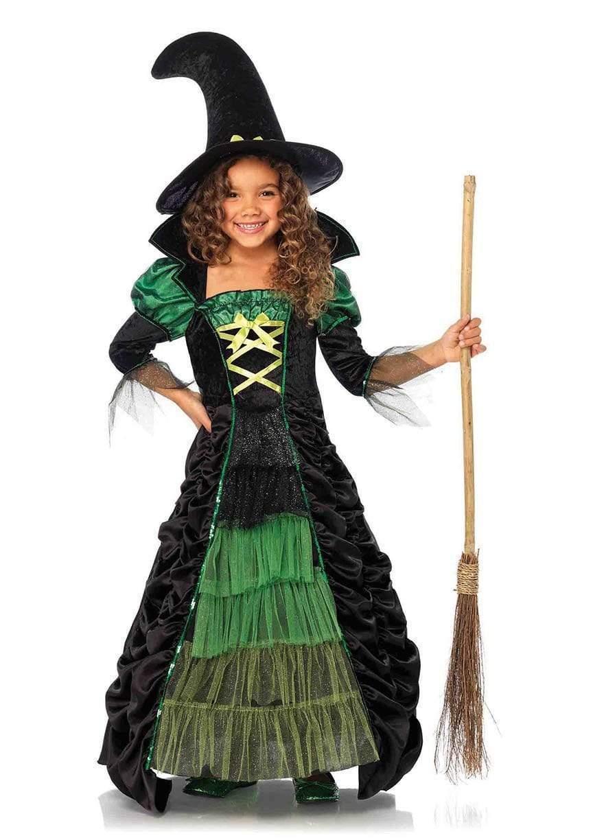 Leg Avenue Girl's Storybook Witch Costume Black/Neon Green