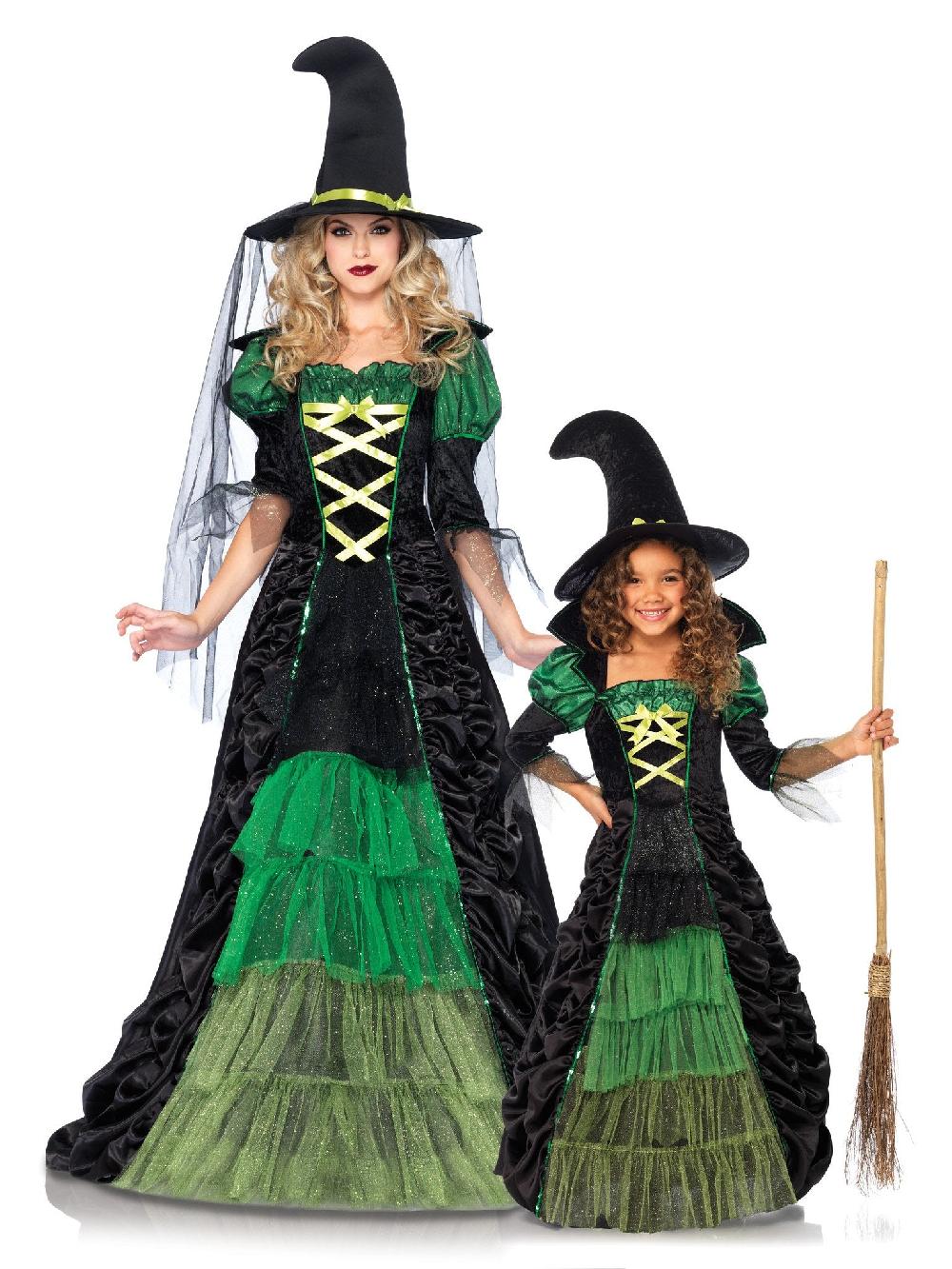 Leg Avenue Girl's Storybook Witch Costume Black/Neon Green