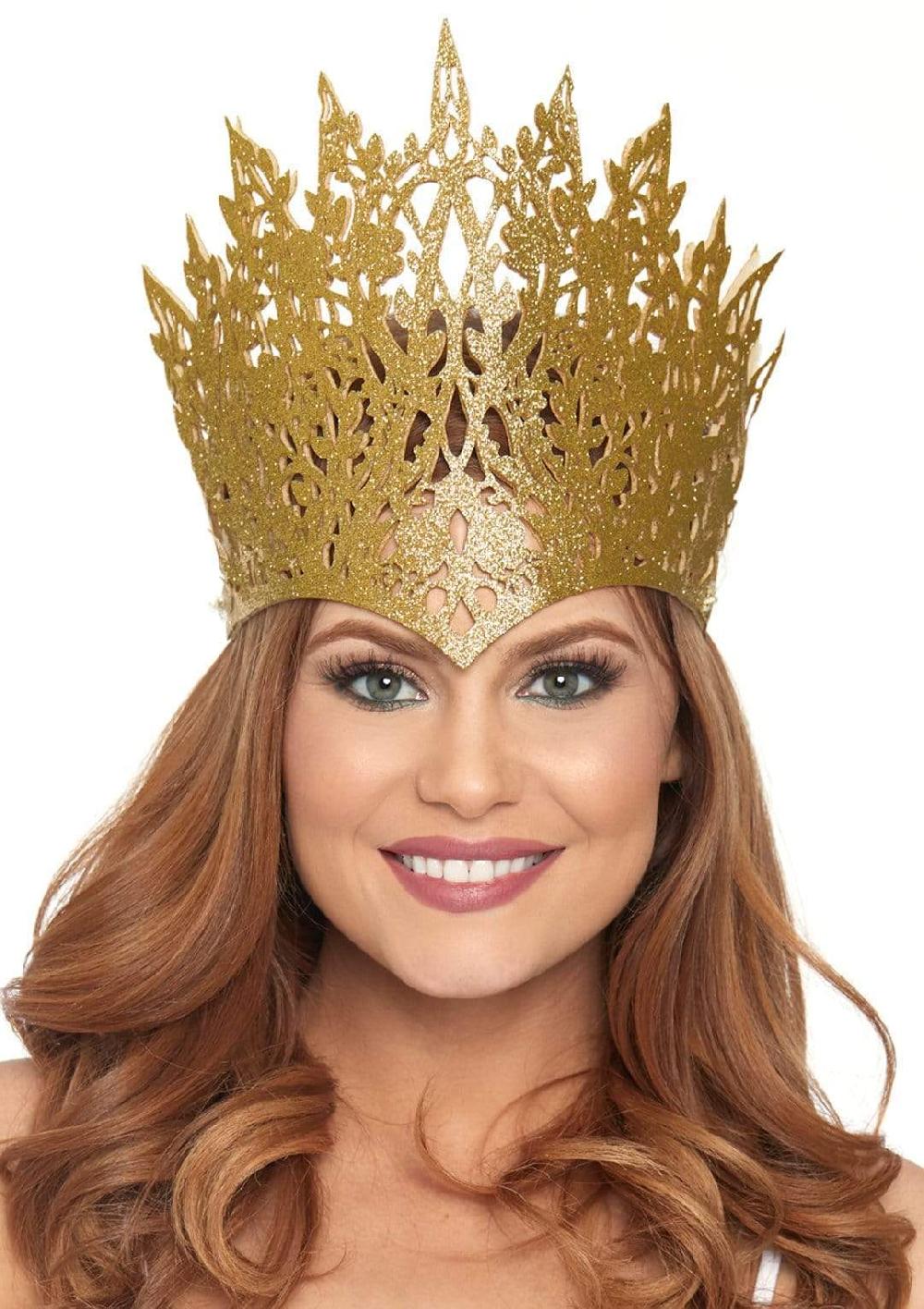 leg avenue Glitter Die Cut Royal Crown With Jewel Accent Black