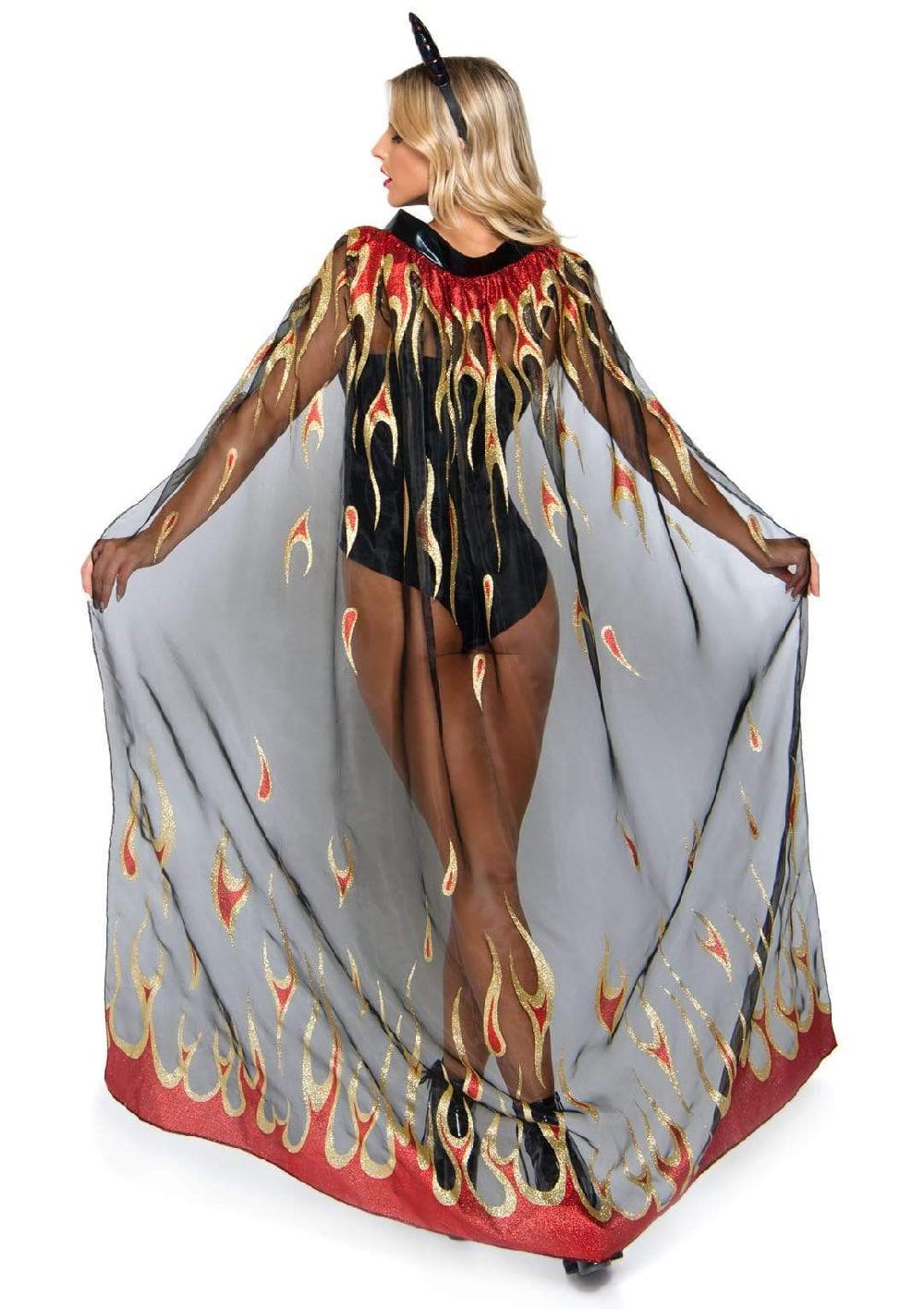 Leg Avenue Glitter Flame Devil Cape And Devil Horns Black