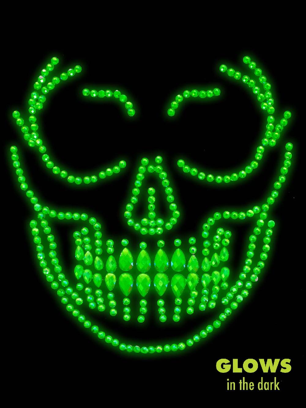 Leg Avenue Glow In The Dark Skull Face Jewels Sticker Clear