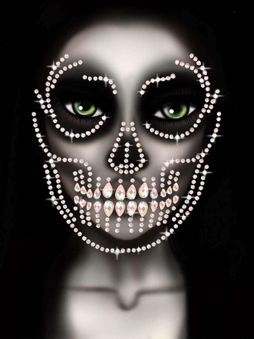 leg avenue Glow in the Dark Skull Face Jewels Sticker Clear