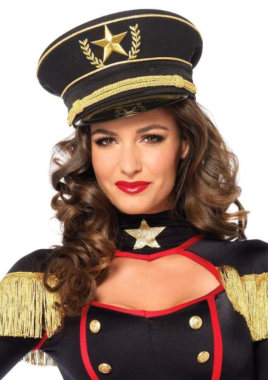 leg avenue Gold and Black Military Officer Costume Hat Black