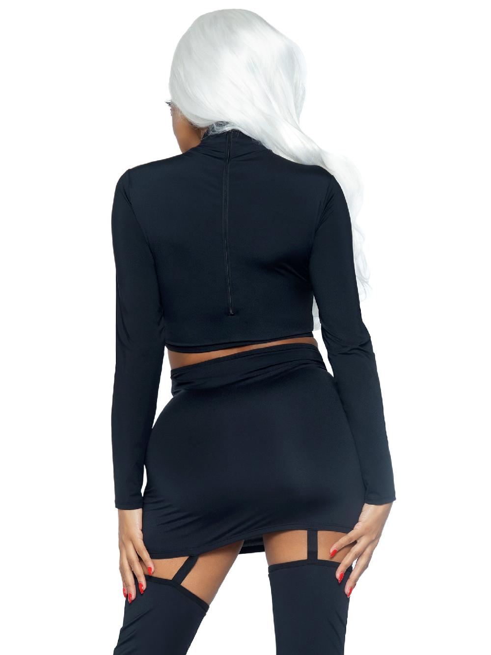 Leg Avenue Golden Skeleton Crop Top And Skirt Black/Gold