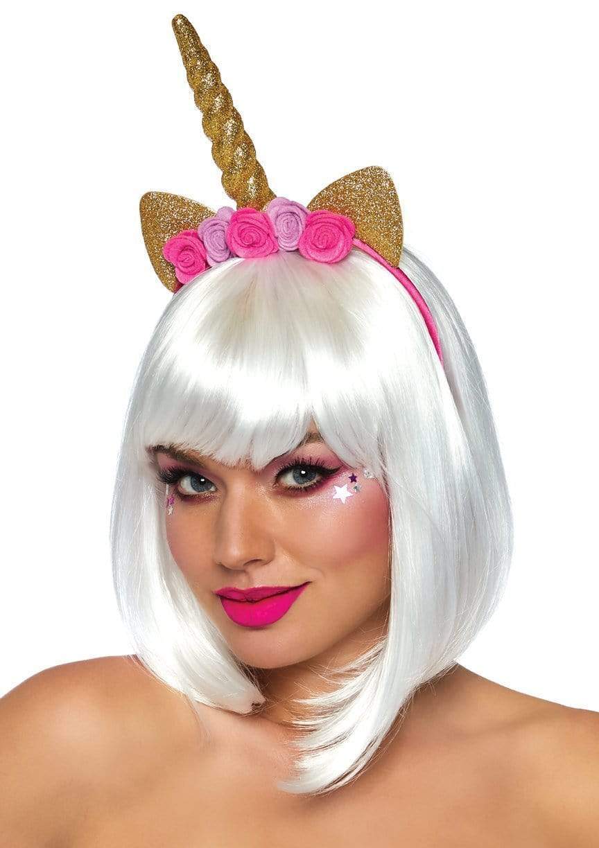 leg avenue Golden Unicorn Flower Crown Headband Gold
