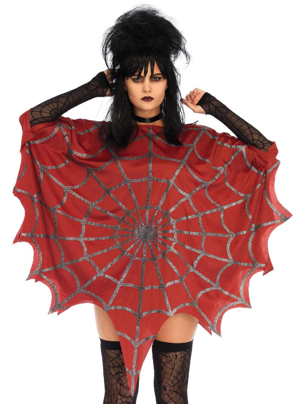 leg avenue Gothic Glitter Spider Web Costume Poncho Black