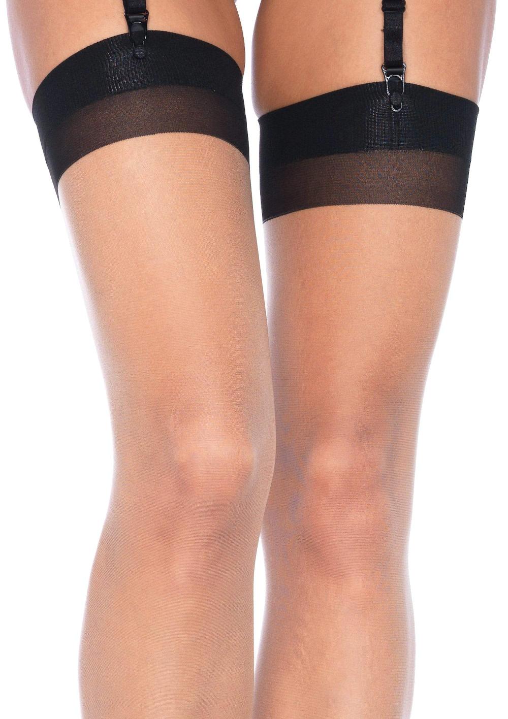 Leg Avenue Grace Cuban Contrast Heel Stockings Nude/Black