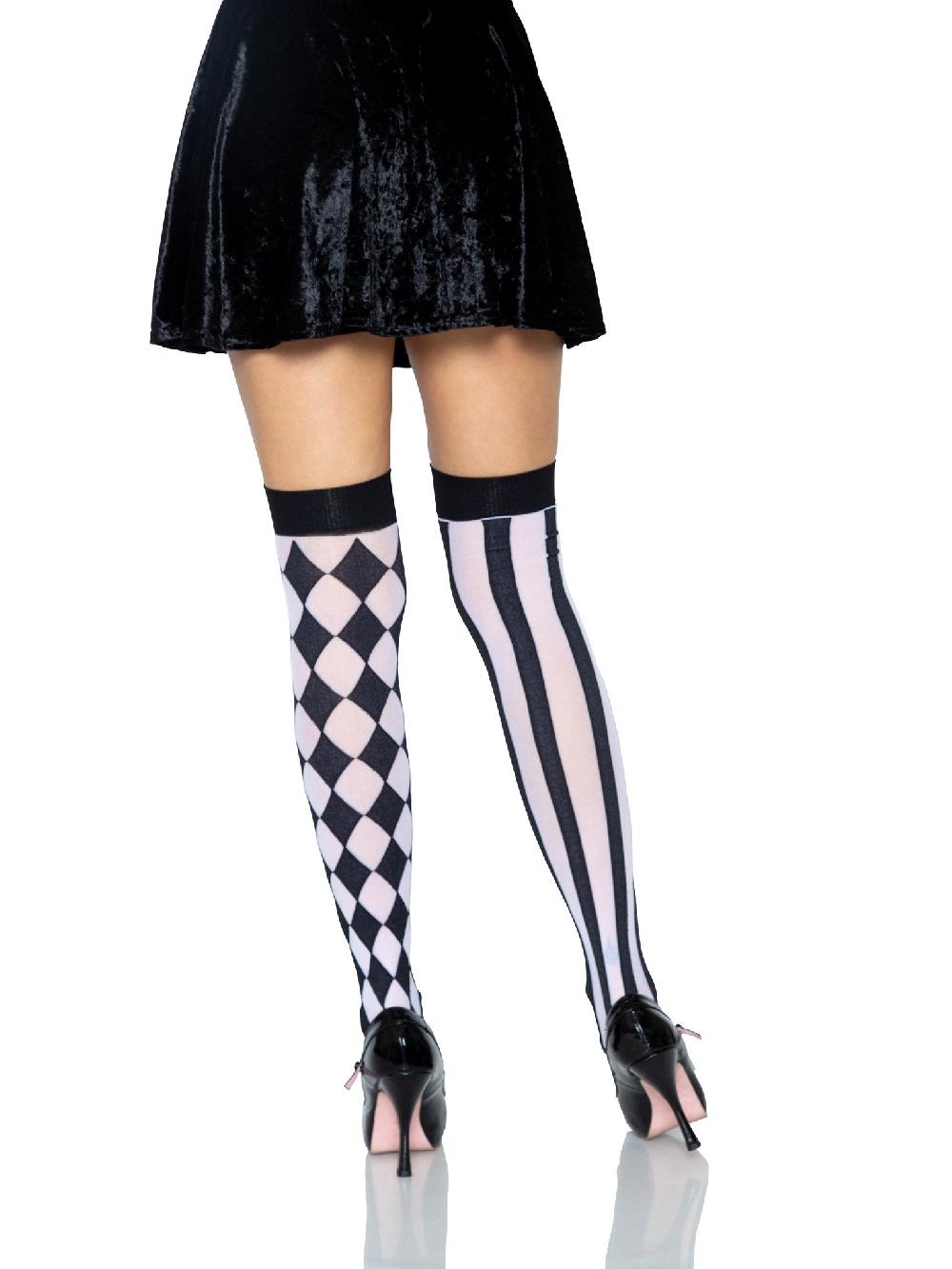 Leg Avenue Harlequin Thigh High Stockings Black/White