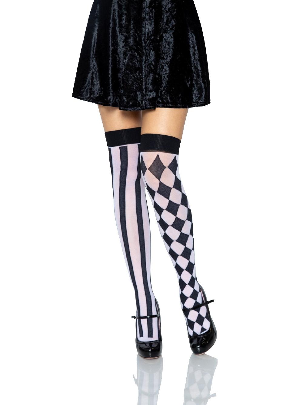 Leg Avenue Harlequin Thigh High Stockings Black/White