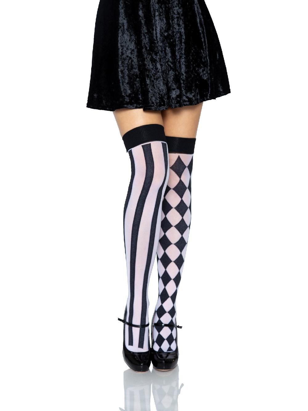 leg avenue Harlequin Thigh High Stockings Black/White