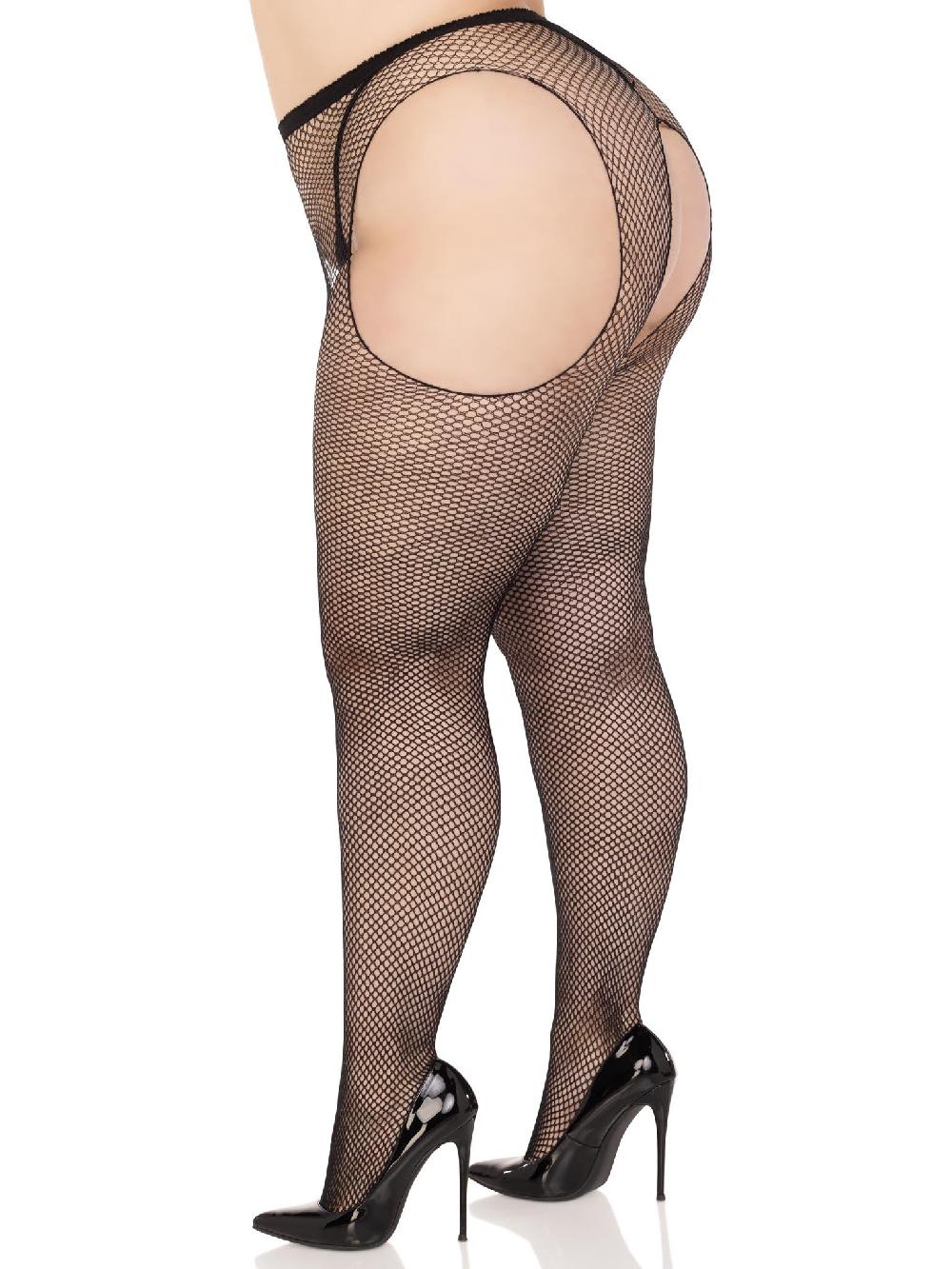 Leg Avenue Harley Plus Fishnet Suspender Hose Black