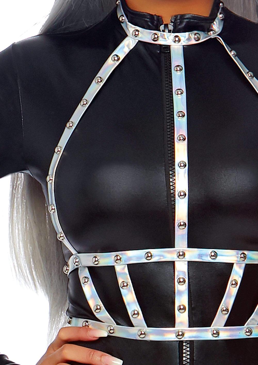 Leg Avenue Iridescent Studded Body Harness Holographic
