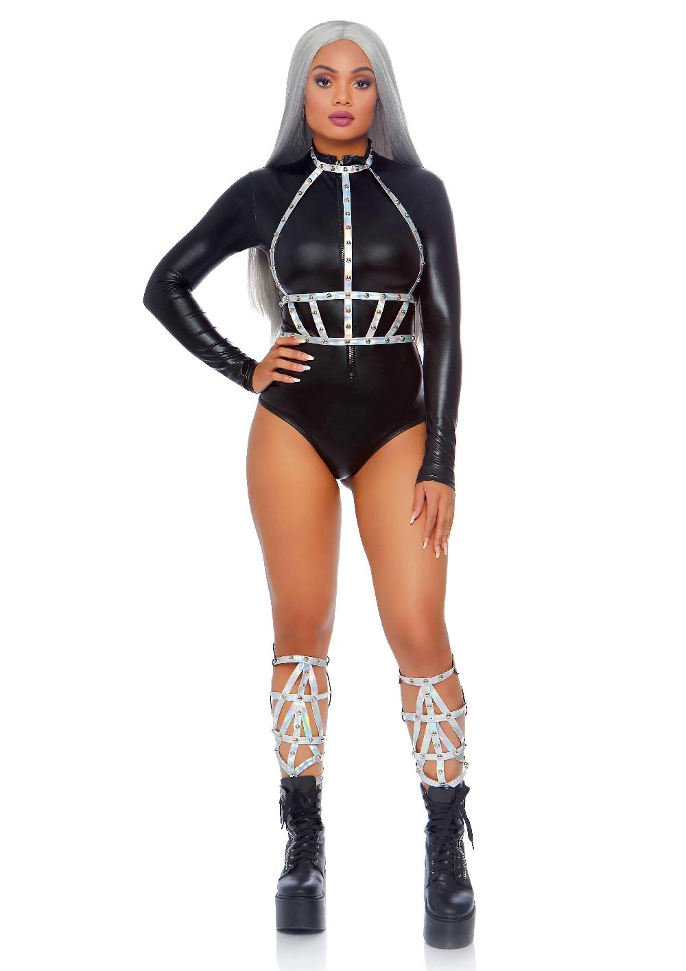 Leg Avenue Iridescent Studded Body Harness Holographic