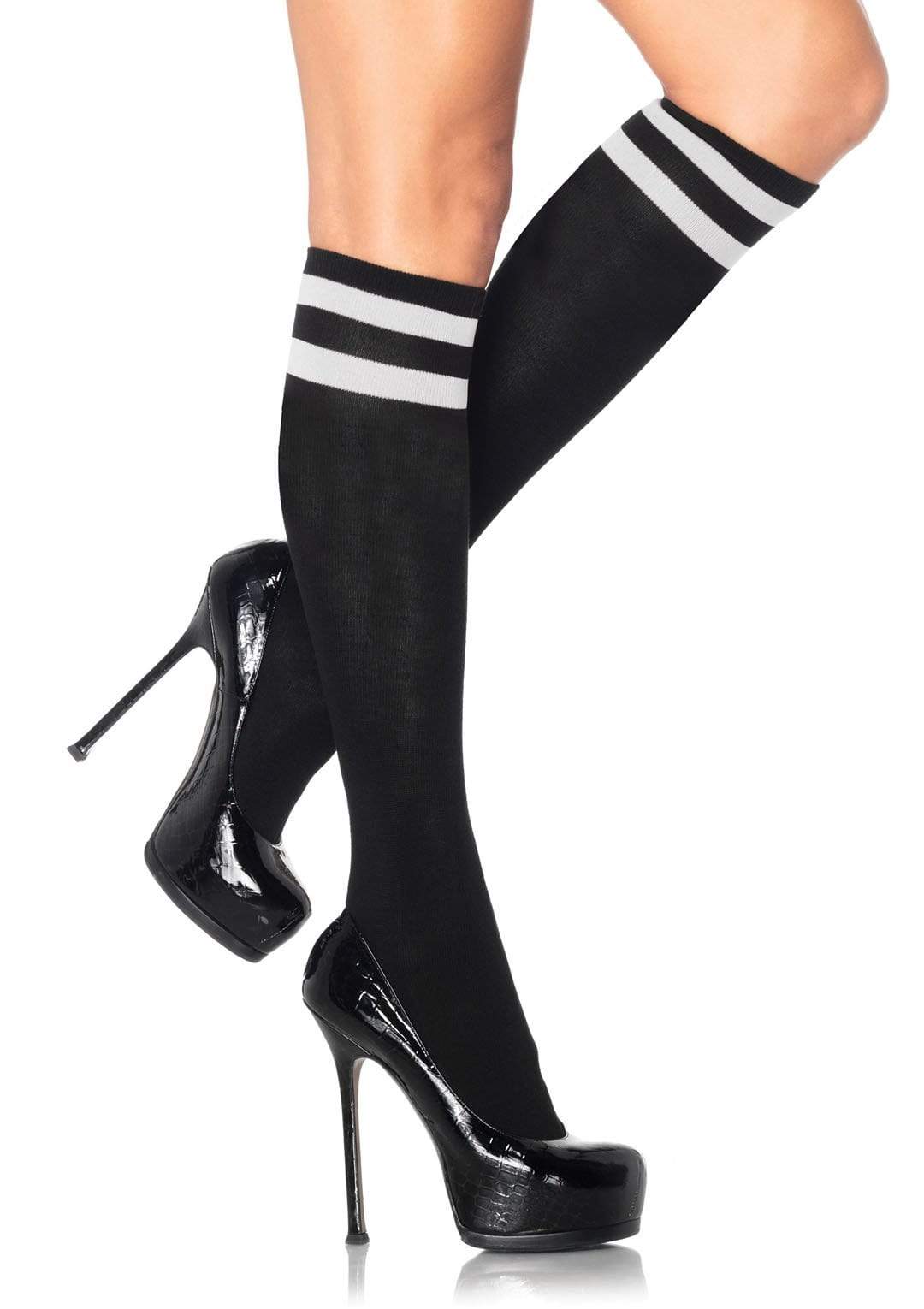Leg Avenue Jolie Athletic Knee High Socks Black/White