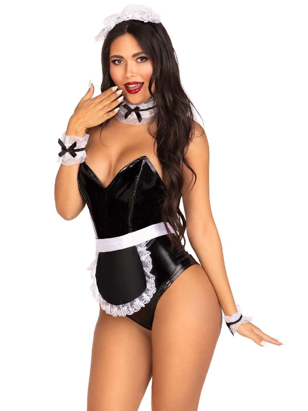 leg avenue Lace French Maid Costume Kit Black/White