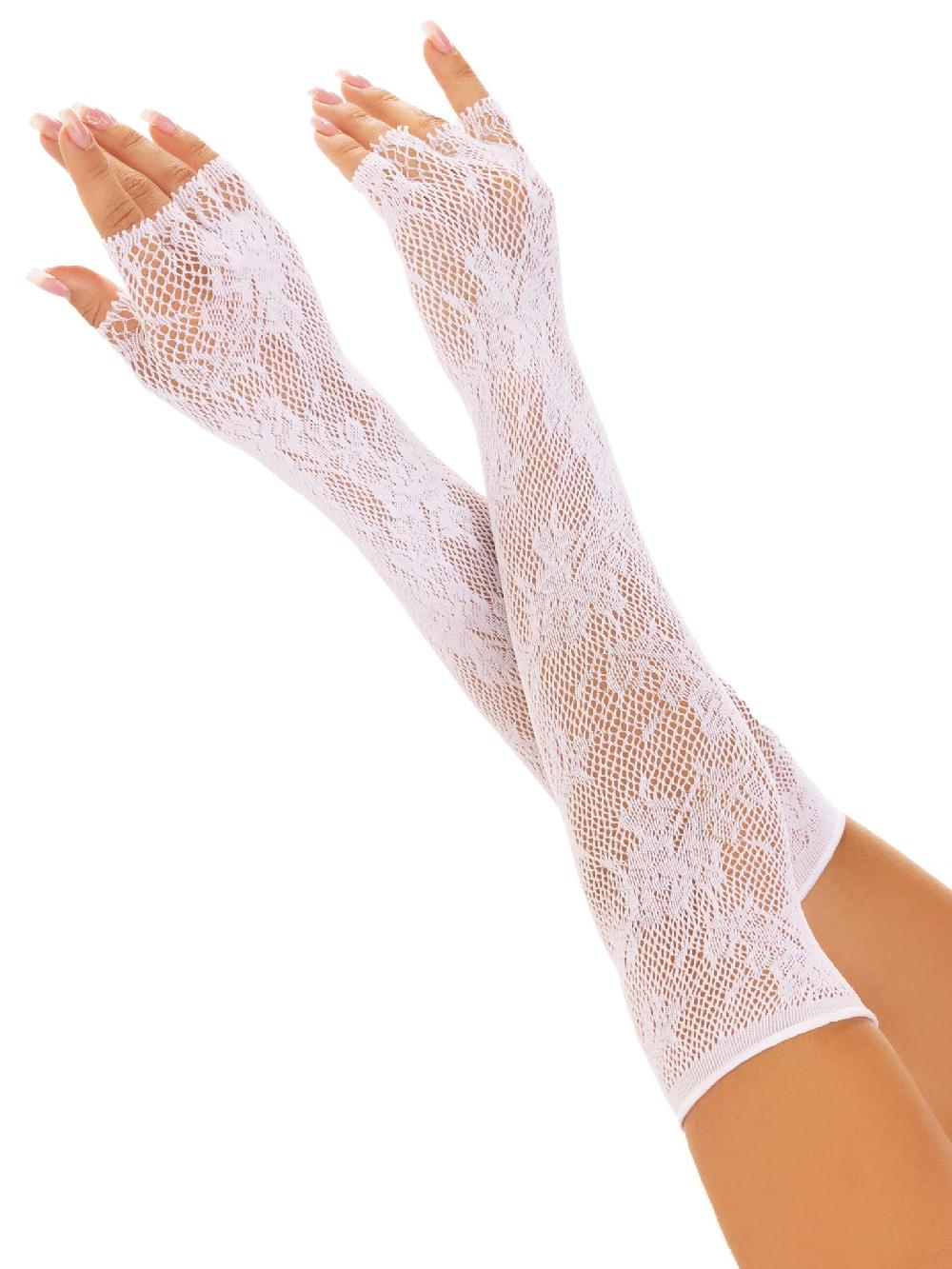 Leg Avenue Lace Opera Length Fingerless Gloves Black
