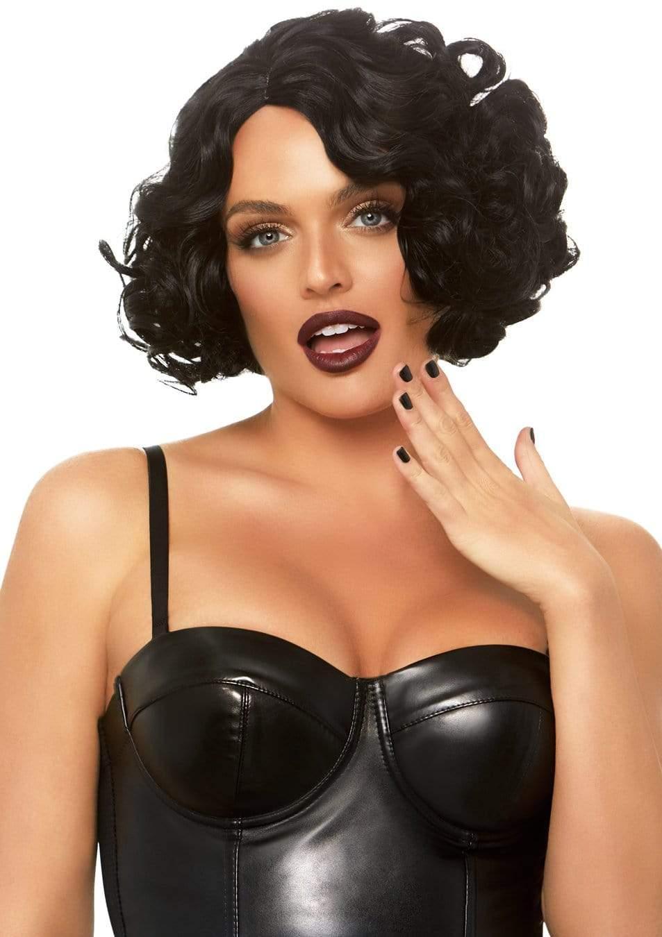 Leg Avenue 12" Curly Bob Wig Black