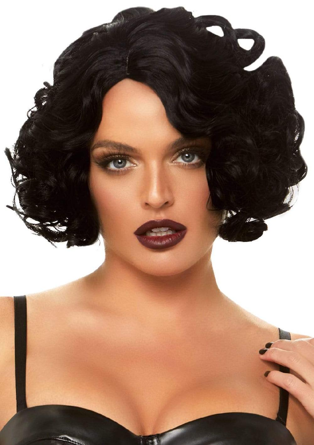 leg avenue 12" Curly Bob Wig Black