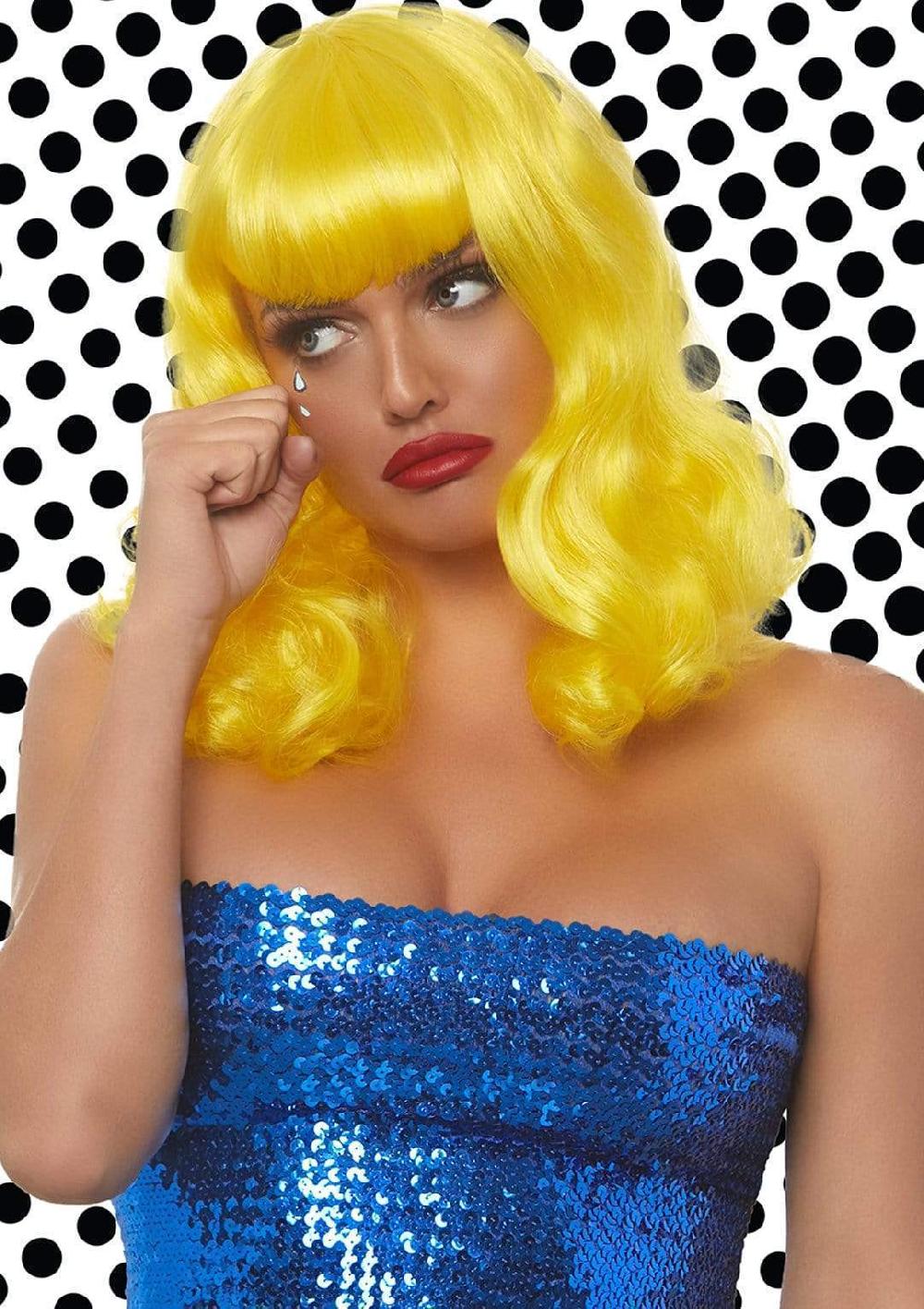 Leg Avenue 16" Retro Curly Bob Wig Yellow