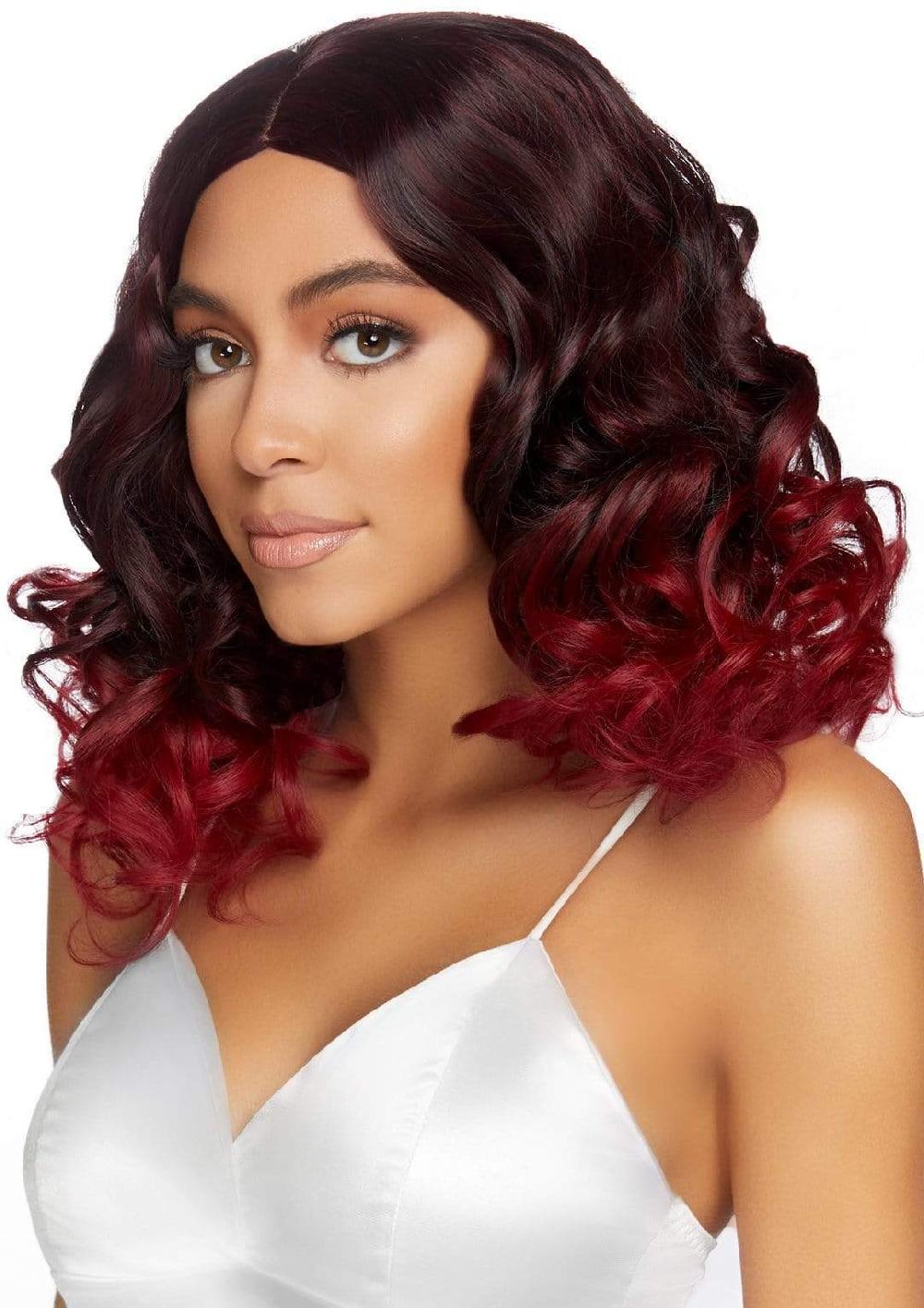 leg avenue 18" Curly Ombre Long Bob Wig Burgundy