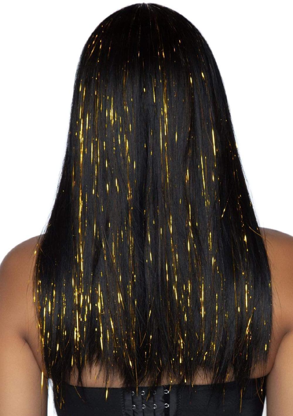 Leg Avenue 24" Tinsel Wig With Bang Black/Gold