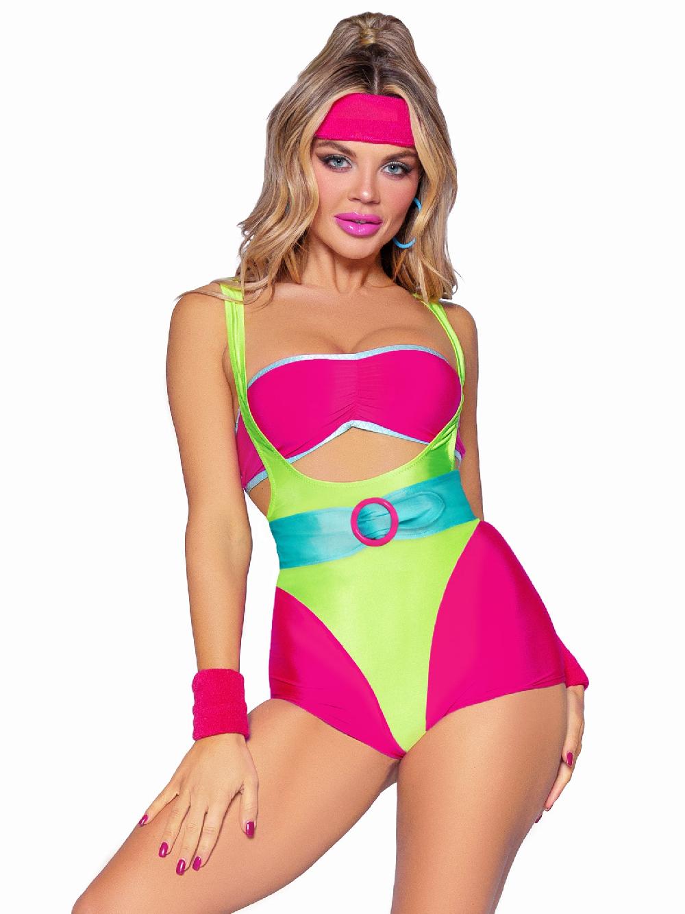 leg avenue 80s Workout Hottie Costume Green