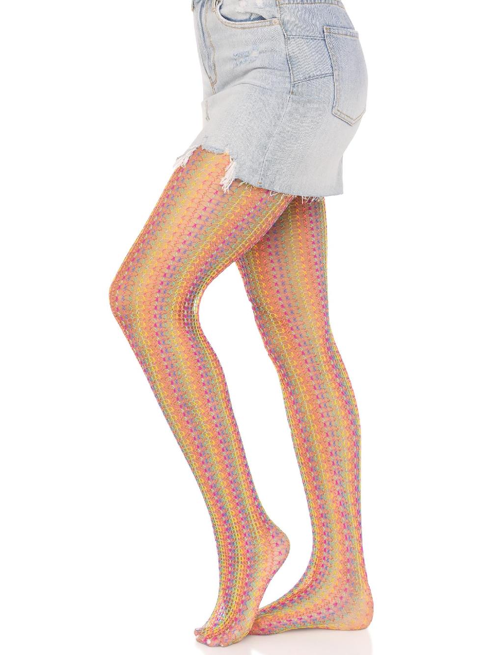 Leg Avenue Acadia Rainbow Net Tights Rainbow