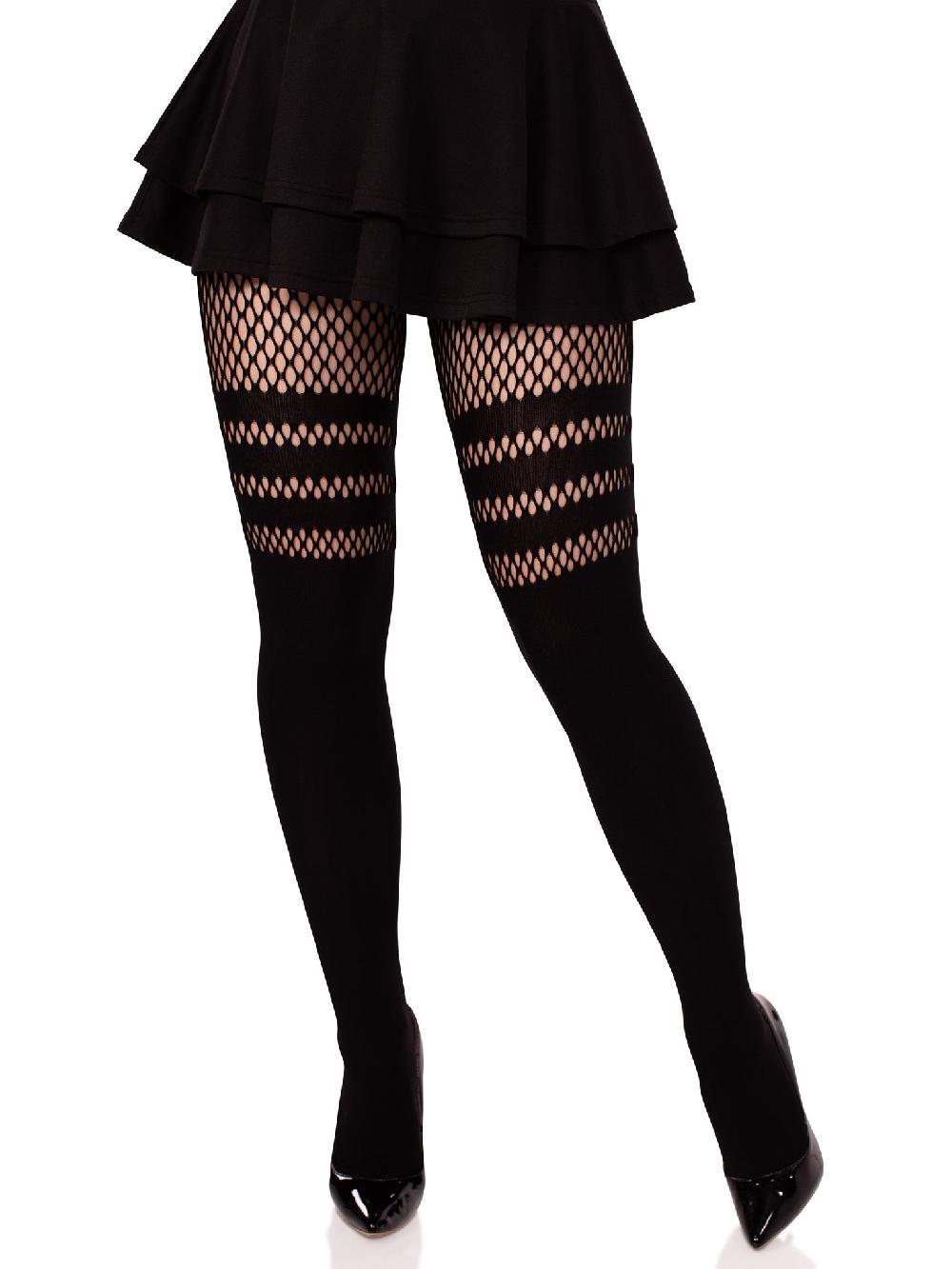 leg avenue Ada Tights with Fishnet Accent Black
