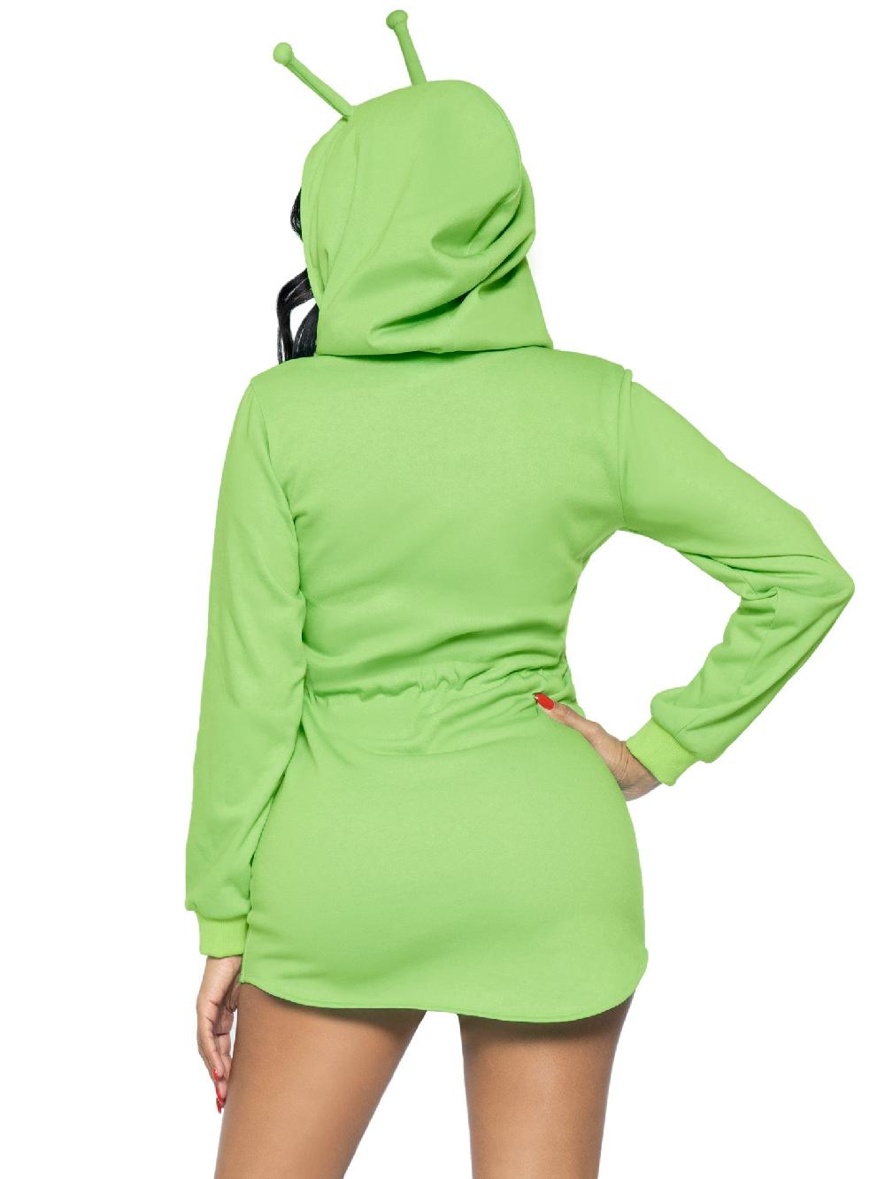 Leg Avenue Alien Hoodie Fleece Dress Green