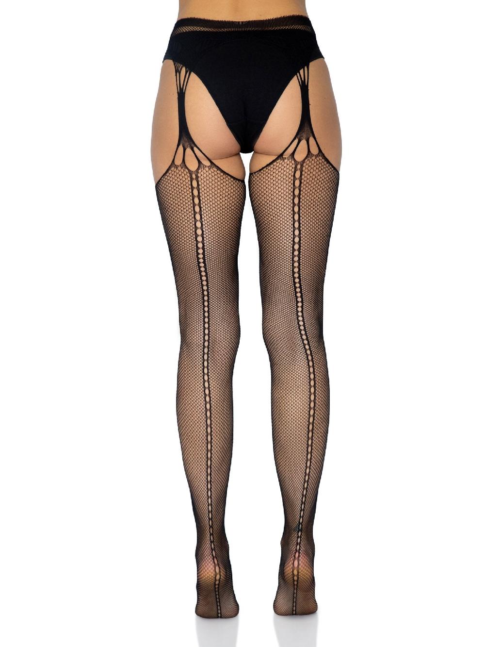 Leg Avenue Ally Garter Belt Net Stockings Black