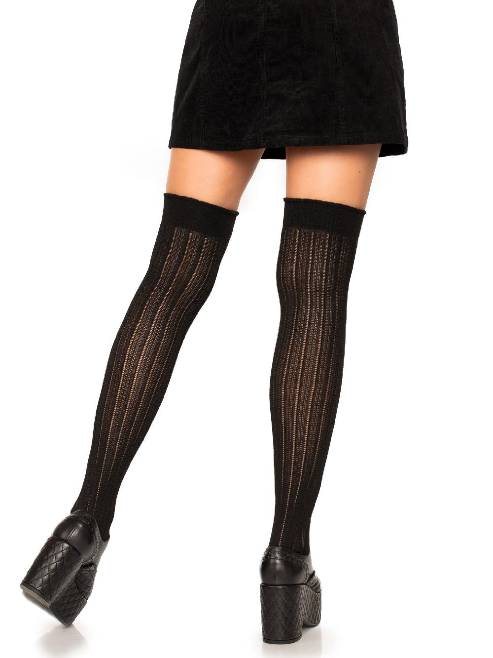 Leg Avenue Angie Rib Knit Knee Socks Black