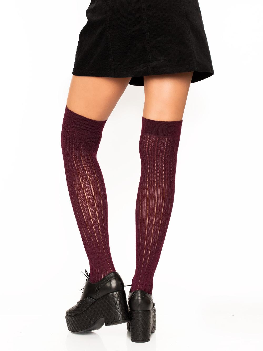 Leg Avenue Angie Rib Knit Knee Socks Black