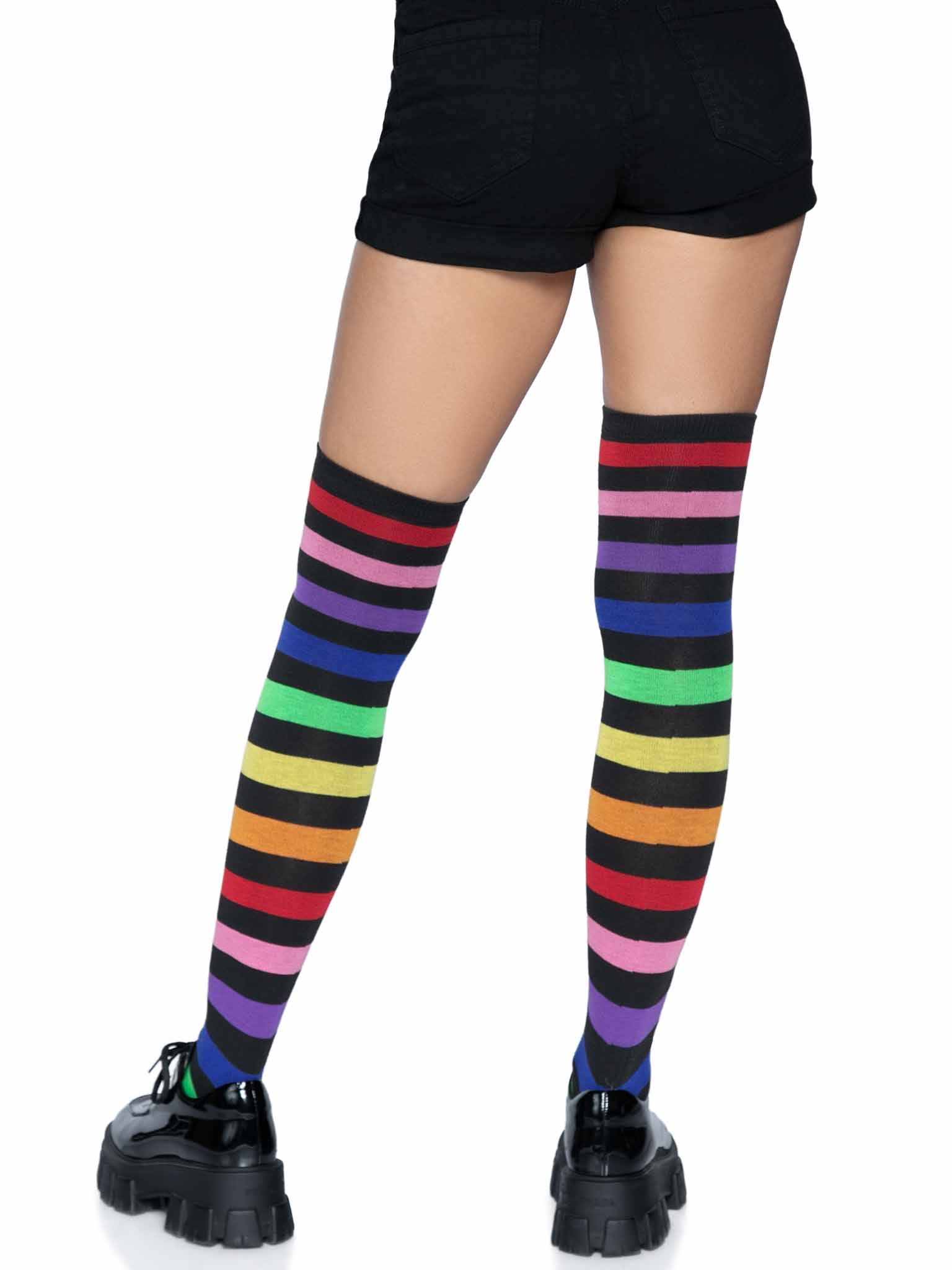 Leg Avenue Aurora Rainbow Thigh High Socks Rainbow