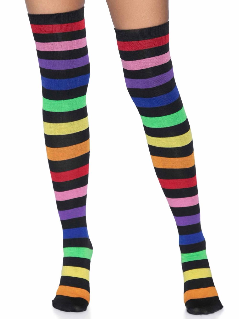 Leg Avenue Aurora Rainbow Thigh High Socks Rainbow