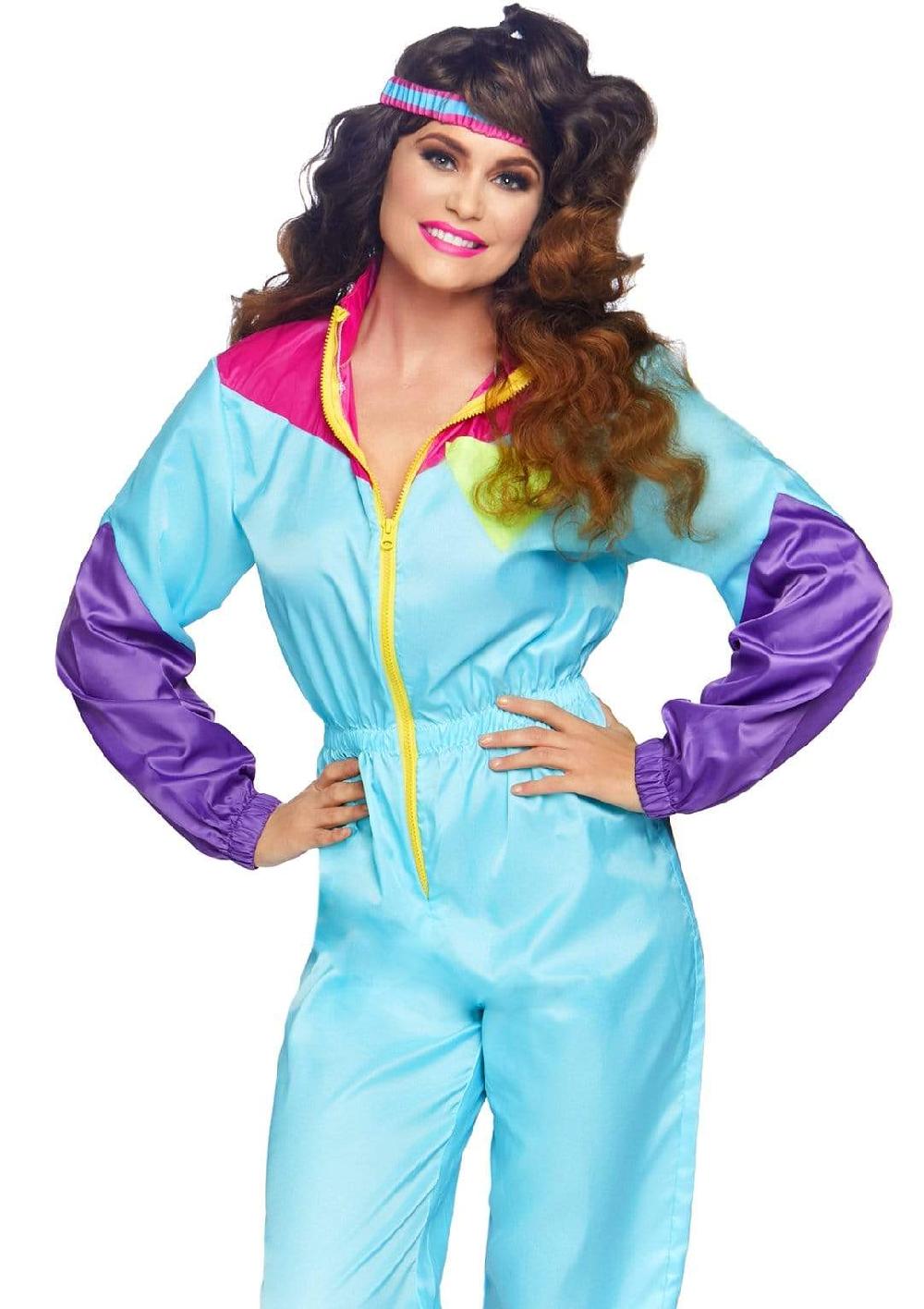 leg avenue Awesome 80s Track Suit Costume Blue