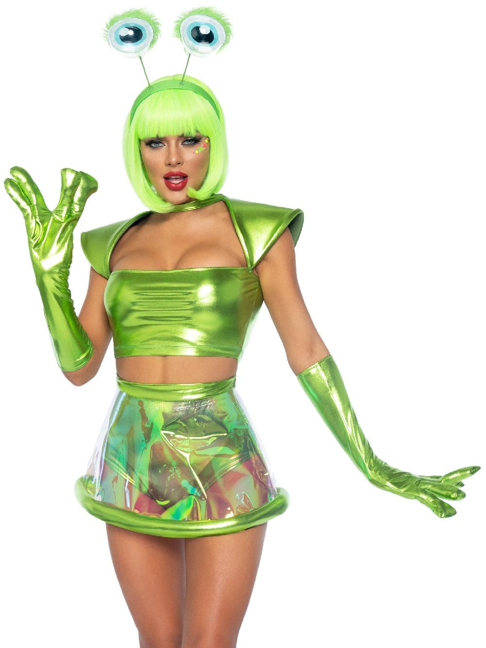 leg avenue Beam Me Up Babe Alien Costume Green